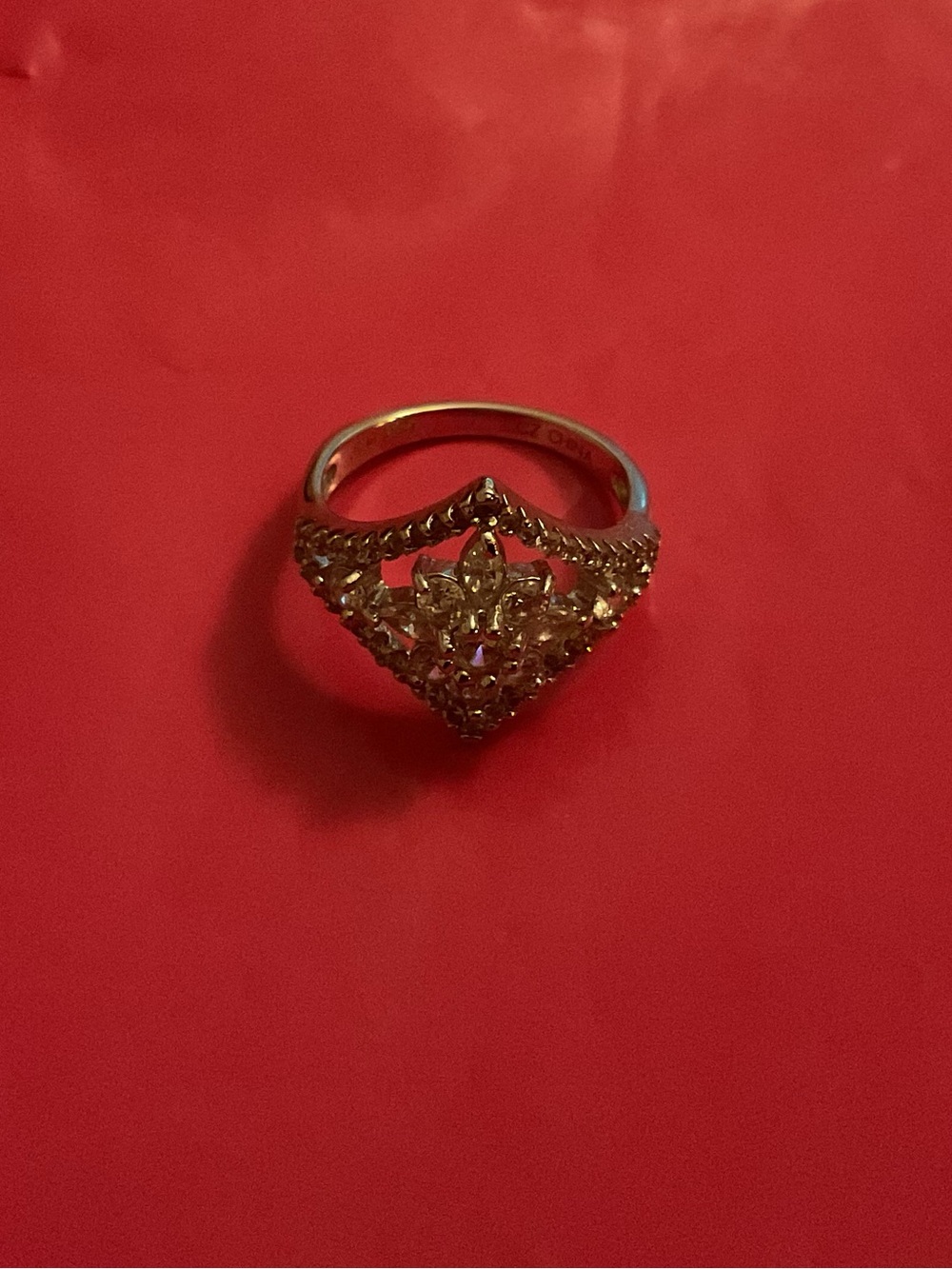 925 SS Art Deco Statement Cocktail Ring | Geometric Halo CZ | JCM | Size 6–6.5 - Picture 7 of 9